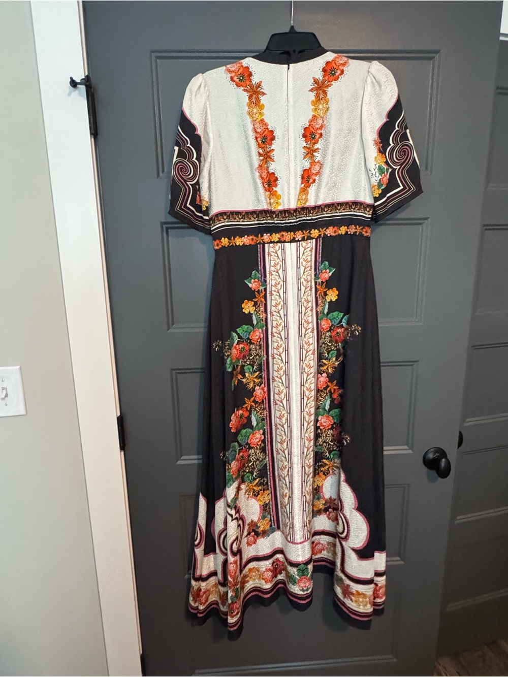 SALONI Black Maxi Dress with Multicolor Floral Embroidery - Picture 3 of 4